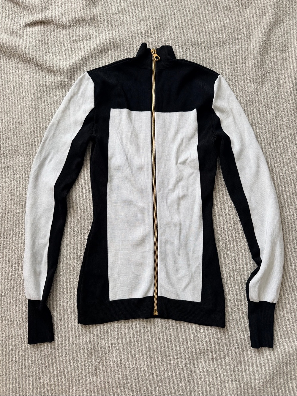 Balmain x H&M Collab Black and White Zip-Up Colorblock Jacket Size 4